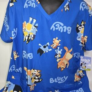 Bluey Women's Large  Medical Scrub Top